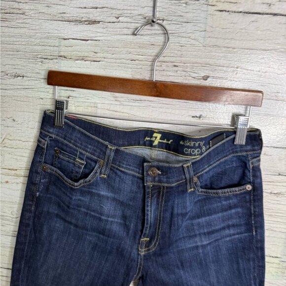 7 For All Mankind Skinny Crop and Roll Jeans Cuffed Dark Wash size 31 - Picture 3 of 9